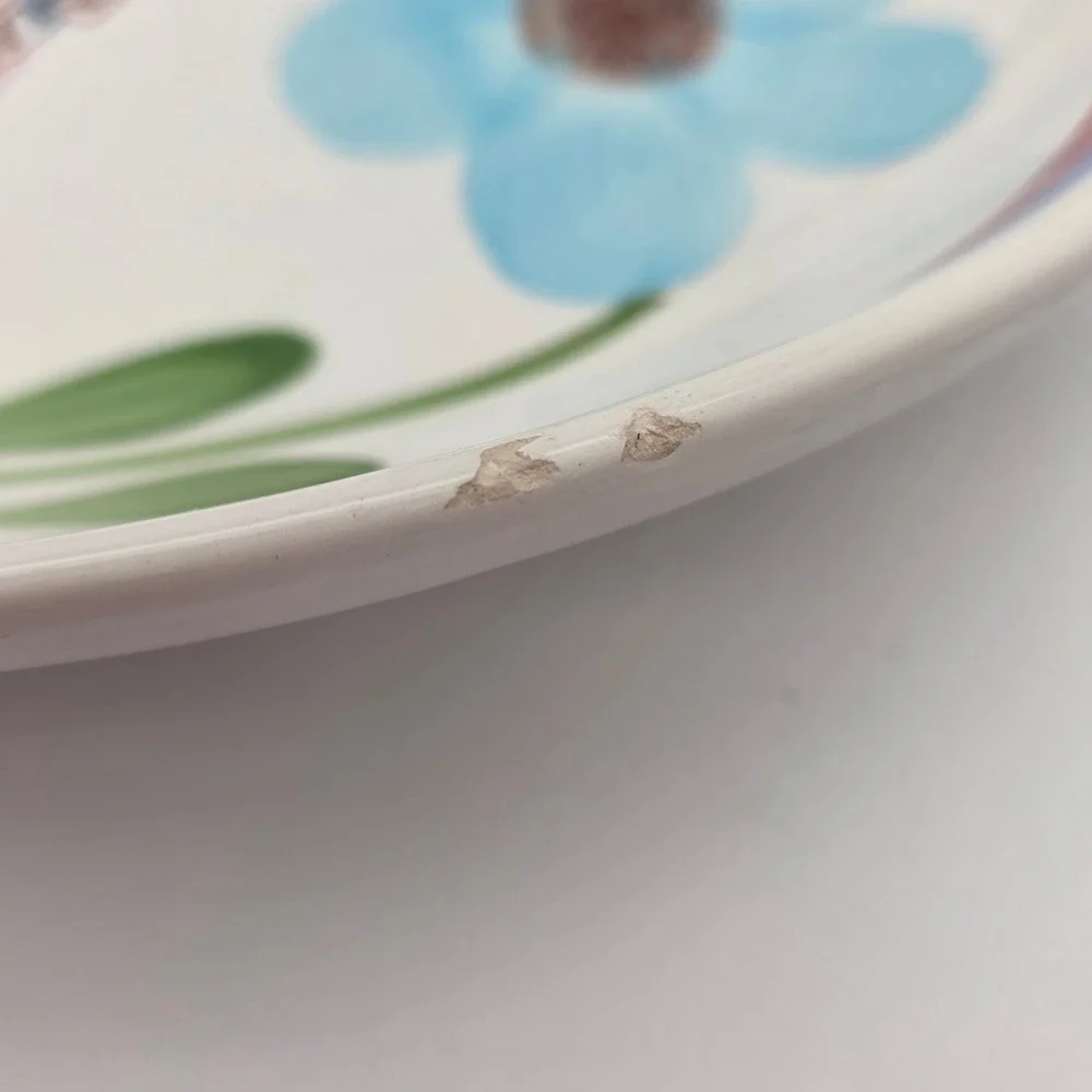 Vintage VillaWare Serving Platter Hand Painted Floral Italian Folk Art Rustic